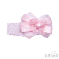 HB116-P: Pink Lace Headband w/Bow